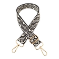 Adjustable wide guitar bag strap with black and white diamond pattern and gold hardware - Gold Buckle / Black