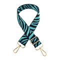 Tracolla larga regolabile con stampa zebra e ganci in metallo dorato per borse a tracolla - Fibbia Oro / Blu Acqua