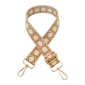 Verstellbarer breiter gewebter Schultergurt mit beigem und kamelfarbenem Rautenmuster - Goldschnalle / 3-Beige & Braun