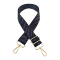 Adjustable zebra pattern wide shoulder strap with gold metal hooks for crossbody bags - Dark Blue