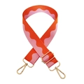 Adjustable wide replacement bag strap with pink and orange wave pattern jacquard - Gold Buckle / 4-Pink and Orange