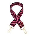 Pink and black zebra print wide canvas replacement bag strap with gold metal buckles - Rose Red