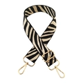 Adjustable black and white zebra pattern bag strap with polished gold hardware buckles - Beige