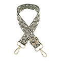 Adjustable wide woven shoulder strap with black and white geometric diamond patterns - Gold Buckle / 4-Army Green