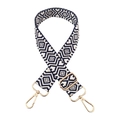 Detail of adjustable geometric diamond jacquard strap with gold metal lobster clasps - Dark Blue