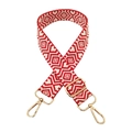 Adjustable red and white geometric diamond jacquard strap with gold metal hooks - Red