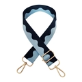 Adjustable blue wave jacquard bag strap with gold metal buckles for cross-body bags - 8-Light Blue and Dark Blue