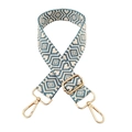 Adjustable blue and white geometric diamond jacquard bag strap with gold metal hardware - Light Blue