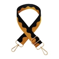 Detail of adjustable wave pattern bag strap with gold lobster clasps and metal buckle - 10-Black and Yellow