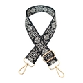 Detail of black and white geometric ethnic pattern woven strap with gold lobster clasps - 12-Black & Grey