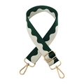 Detail of adjustable bag strap featuring green and white wave jacquard pattern with gold hooks - 12-White and Green