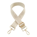 Detail of 3.8cm cream wide strap with herringbone weave and gold metal lobster clasps - Gold Buckle / Off White