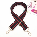 Adjustable black and red striped wide shoulder strap with gold-tone hardware for bags - Gold Buckle / Black Red