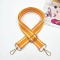 Adjustable 3.8cm yellow and white striped cotton bag strap with gold metal hooks - Gold Buckle / Yellow White Stripe