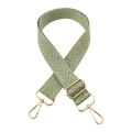 Detail of light green chevron weave bag strap with adjustable pale gold metal hardware - Matcha Green