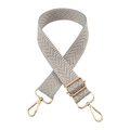 Detail of grey herringbone strap with silver thread and golden metal buckles - Light Gray
