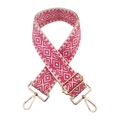 Tracolla jacquard 5cm con motivo a rombi per borse e ganci metallici dorati - Fibbia Oro / Rosa Rosso