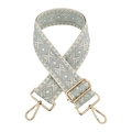5cm double-sided jacquard diamond pattern wide shoulder strap with gold metal buckles - Gray
