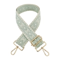Detail of mint green and white diamond pattern woven strap with gold lobster clasps - Light Green