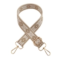 Bohemian geometric star pattern bag strap in beige with gold metal buckles - Snowflake Khaki