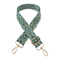 Detail of adjustable wide bag strap with vintage pattern and gold metal buckles - Retro Symmetrical Abstract (264) / Gold Buckle
