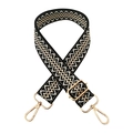 Detail view of jacquard bag strap with wave pattern and golden metal lobster clasps - Black with Off-white