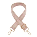 Pink and beige geometric ethnic wide shoulder strap with gold metal lobster clasps - Snowflake Light Pink