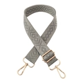 3.8cm grey wide bag strap with diamond pattern and gold adjustable metal hardware - Gold Buckle / Gray