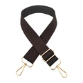 3.8cm wide dark brown diamond pattern woven shoulder strap with gold metal hardware - Gold Buckle / Brown