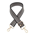 Adjustable black and white jacquard piano pattern shoulder strap with gold metal hooks - Gold Buckle / Black White Grey