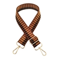 Adjustable brown and black striped woven strap with gold metal hooks and buckle - Gold Buckle / Yellow Brown Black