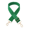 Close-up of green diamond weave bag strap with luxury gold hardware and adjustable buckle - Emerald Green