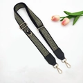 Adjustable black and gold herringbone cross-body bag strap with metal lobster clasps - Light Gold Arrow - Silver Buckle