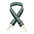 Adjustable striped nylon shoulder strap with gold metal hooks for crossbody bags - Silver Clasp / Black Beige White Green