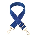 Detail of royal blue 3.8cm diamond weave bag strap with gold lobster metal clasps - Sapphire Blue