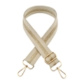 Adjustable beige and gold metallic replacement shoulder strap with durable swivel lobster hooks - Beige Gold Thread + Gold Buckle