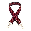Adjustable bag strap with red and black geometric stripes and golden hardware - Black Purple Red Orange