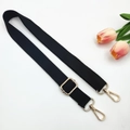 Adjustable black cotton canvas strap with gold metal hooks for crossbody bags - Gold Buckle / Black