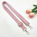 Adjustable pink cotton canvas crossbody bag strap with gold metal lobster clasps - Pink