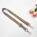 Adjustable khaki cotton canvas bag strap with gold metal swivel hooks and buckles - Khaki