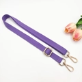Detail of adjustable purple cotton webbing strap with premium gold swivel snap hooks - 14-Violet
