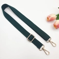 Detail of dark green cotton canvas strap with adjustable golden metal buckle and lobster clips - Dark Green