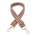 Detail of colorful woven shoulder strap with gold metal buckle and lobster clasp hardware - Gold Buckle / A Pink