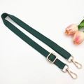 Detail of adjustable dark green bag strap with elegant gold swivel lobster clasps - 16-Dark Green