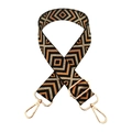 Detail of colorful geometric diamond pattern bag strap with gold metal swivel hooks - Gold Buckle / 4-Black Brown + Gold Silk