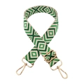 Tracolla regolabile con motivo jacquard a rombi verdi e ganci in metallo dorato - Base Beige Verde Smeraldo