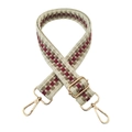 Detail of adjustable woven bag strap in red and beige with gold metal lobster clasps - Style B Beige Purple Red