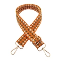 Adjustable woven shoulder strap in orange geometric pattern with gold metal hardware - Style A Orange