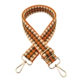 Adjustable woven shoulder strap for bags with colorful geometric patterns and gold metal hooks - Style B Orange