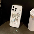 Close-up of luxury rhinestone bowknot on a clear case for iPhone 17 Pro Max - Full Rhinestone Gem Bowknot / iPhone 17 Pro Max